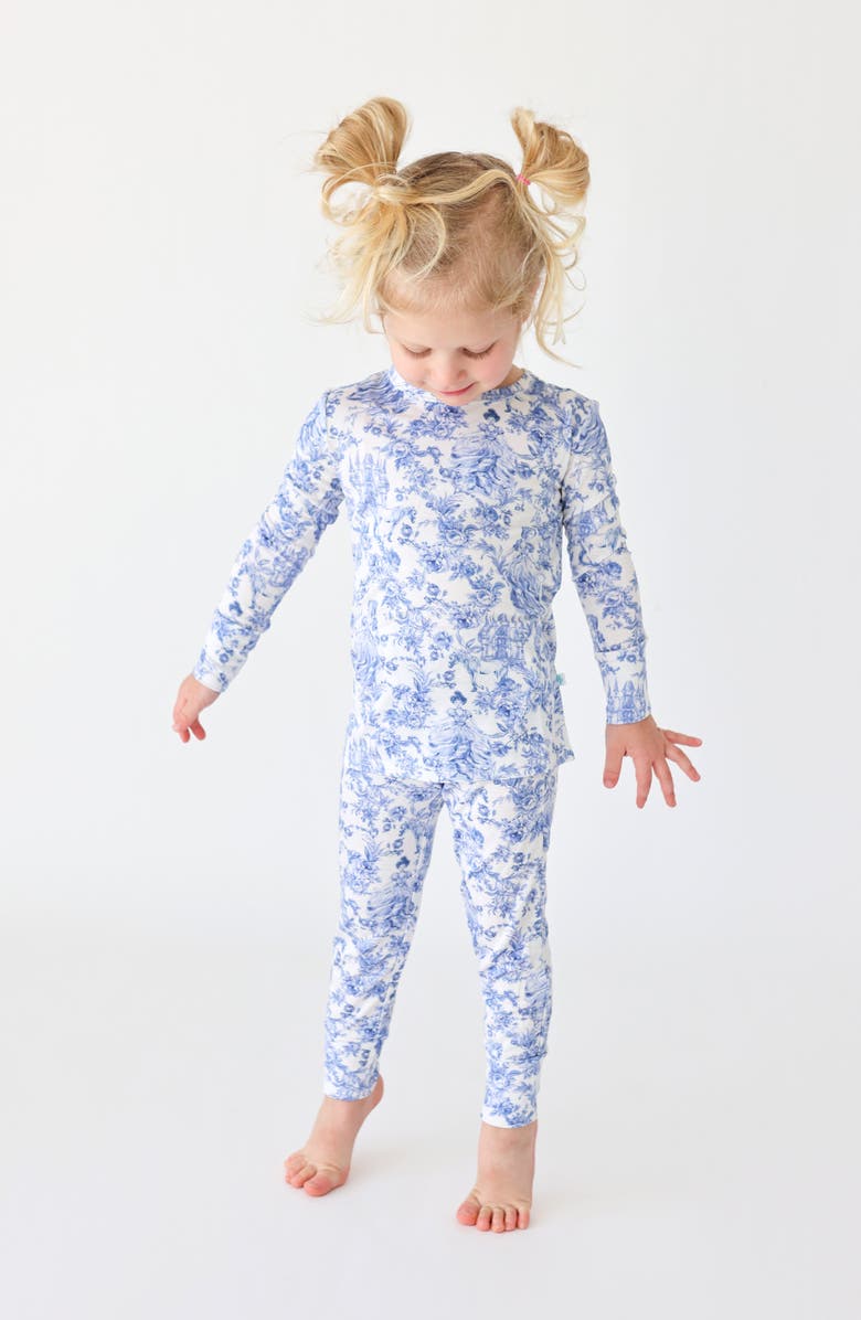 Posh Peanut Print Fitted Two-Piece Pajamas, Alternate, color, White/ Blue