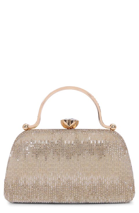 Two-Tone Rhinestone Clasp Bag