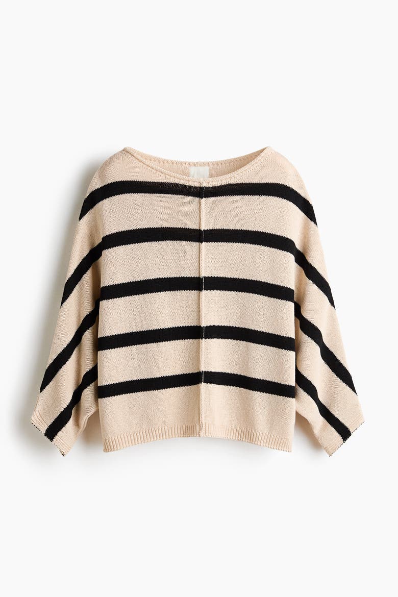 Batwing-sleeved Jumper, Alternate, color, Cream/striped