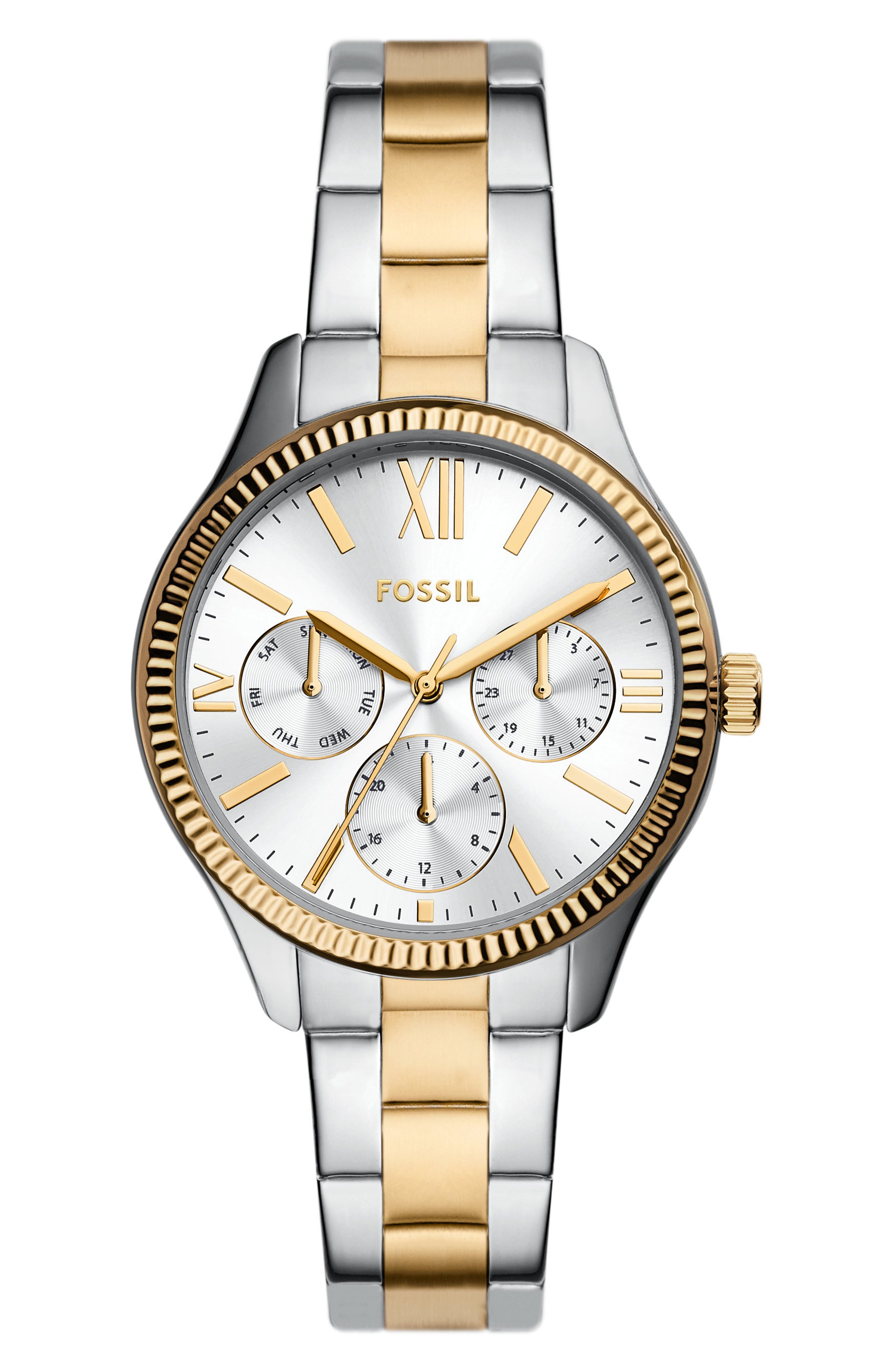 Fossil Rye Multifunction Two Tone Bracelet Watch, 36mm
