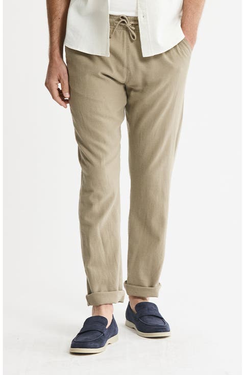 Linen Blend Drawstring Pants