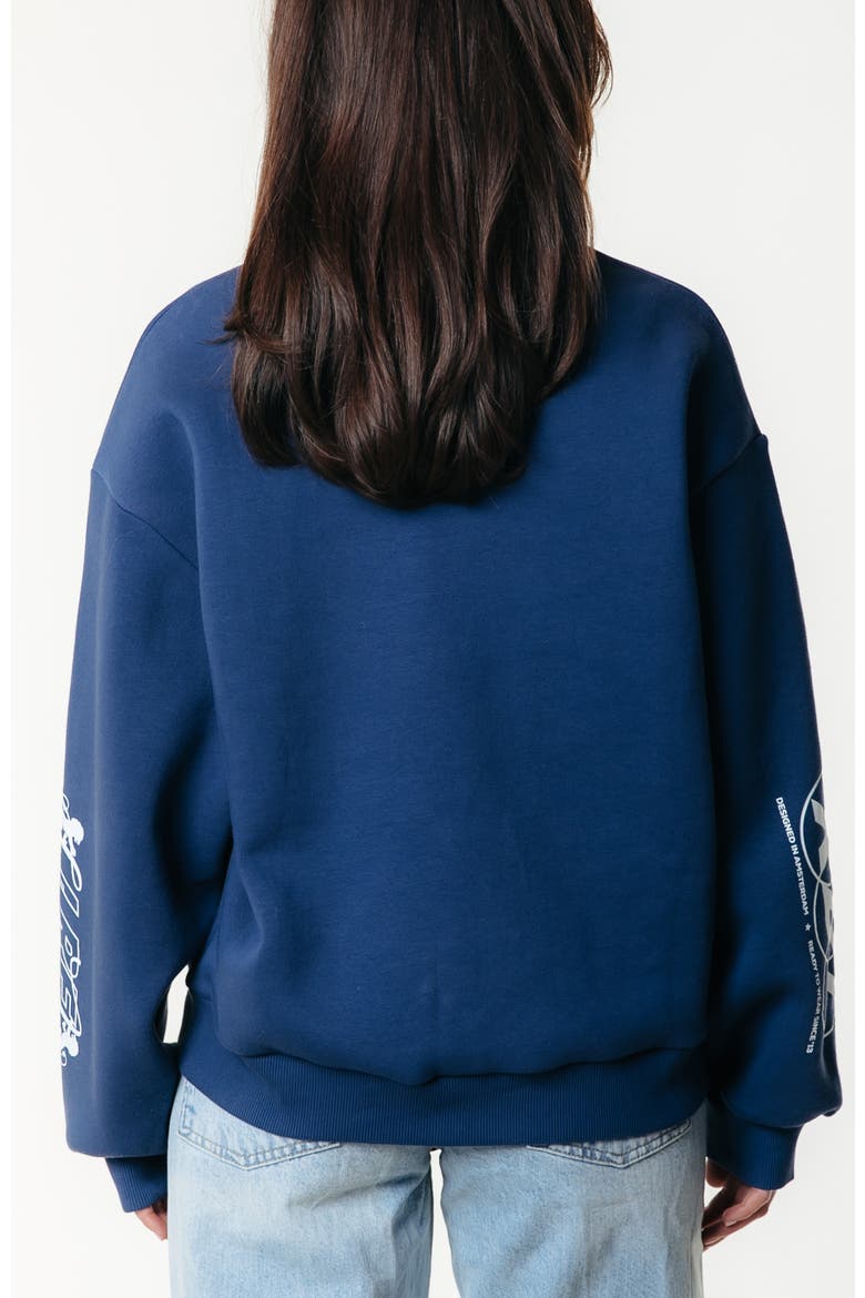 Logos Dropped Shoulder Sweat, Alternate, color, Deep Cobalt