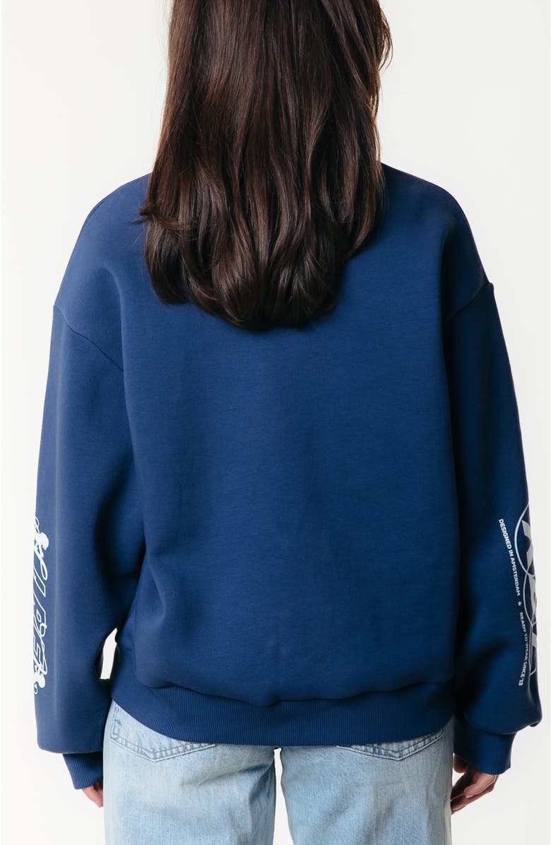 Colourful Rebel Logos Dropped Shoulder Sweat, Alternate, color, Deep Cobalt