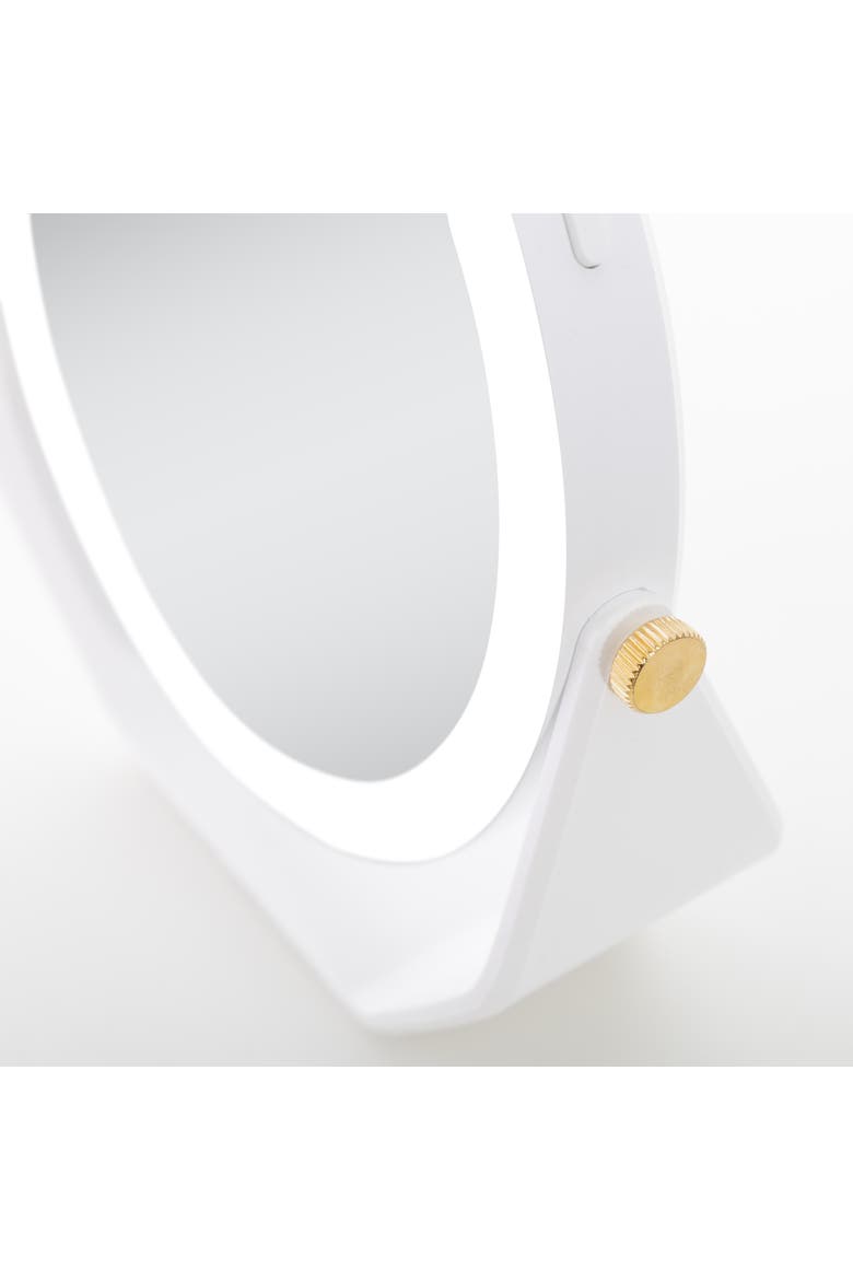 Lighted Makeup Mirror with 5X/1X Magnifications, Swivel & Battery, Alternate, color, White