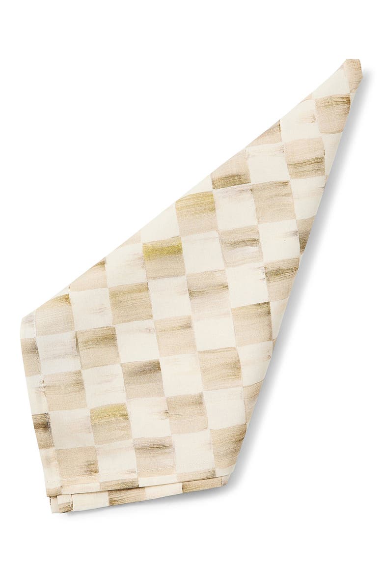 Mocha Check Napkin, Main, color, MOCHA