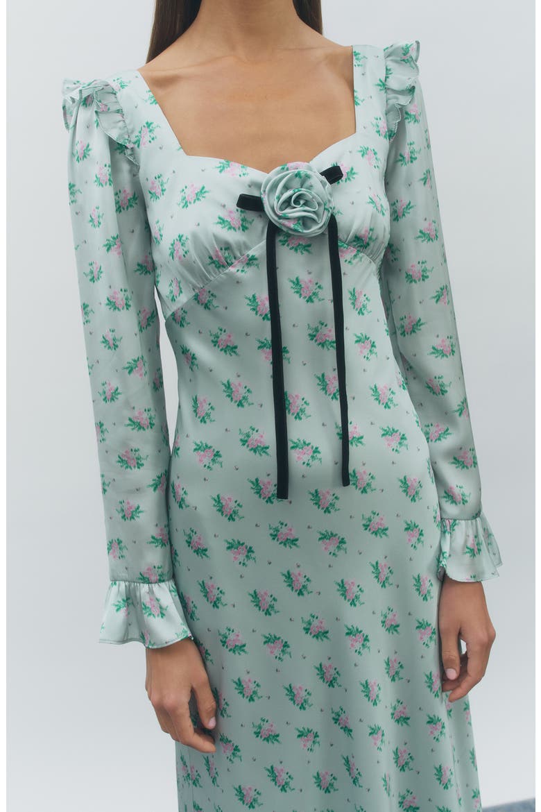 Florence Floral Ruffled Long Sleeve Dress, Alternate, color, MINT MULTI
