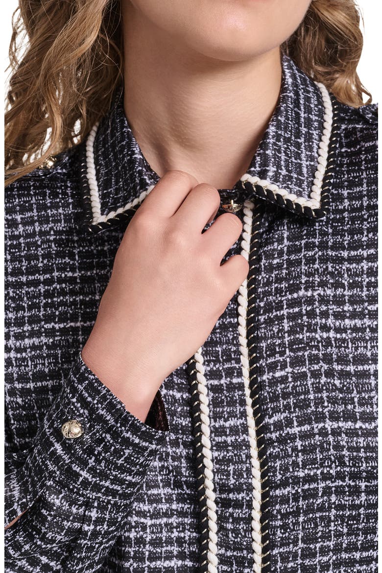 Tweed Print Long Sleeve Shirt, Alternate, color, BLACK/ SOFT WHITE MULTI