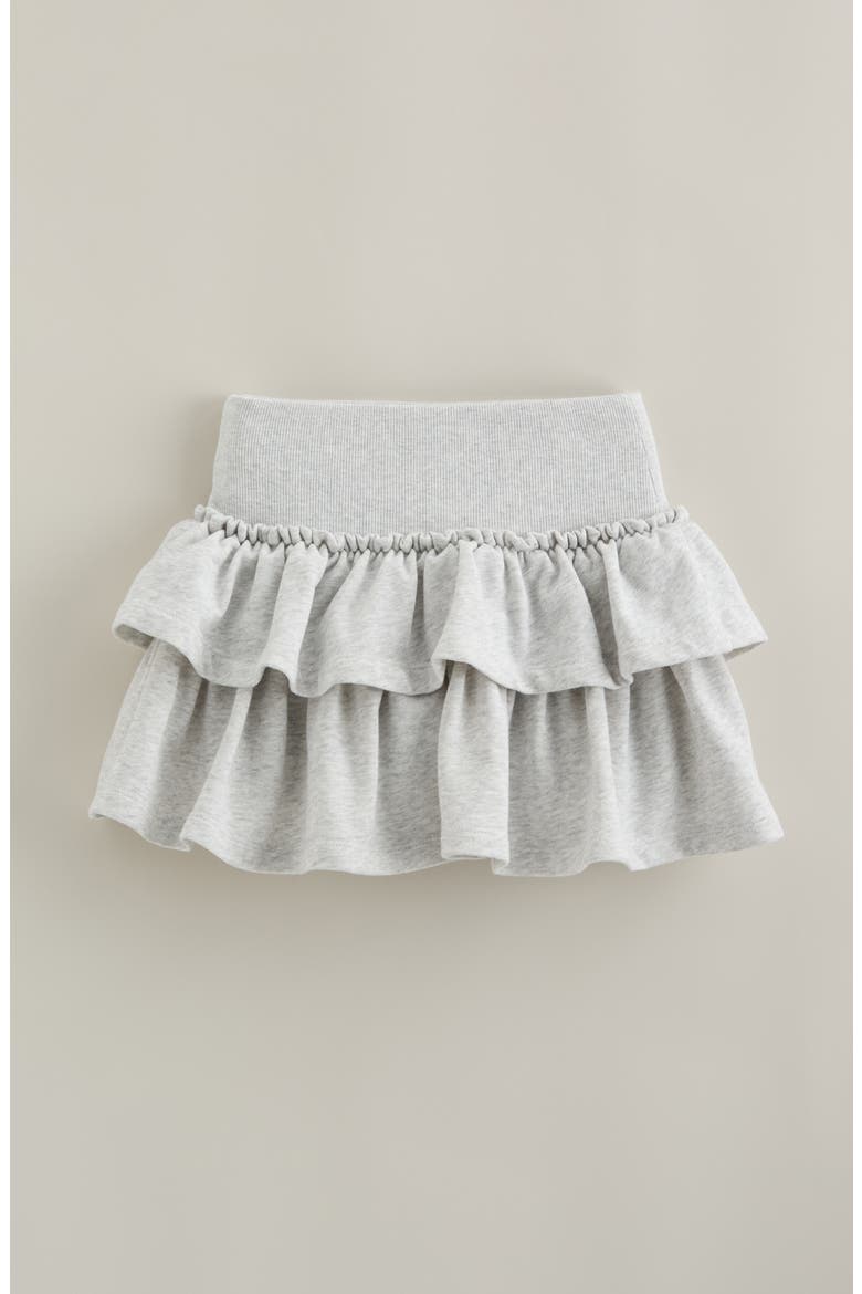 Kids' Tiered Cotton Blend Fleece Skort, Alternate, color, GREY LIGHT HEATHER
