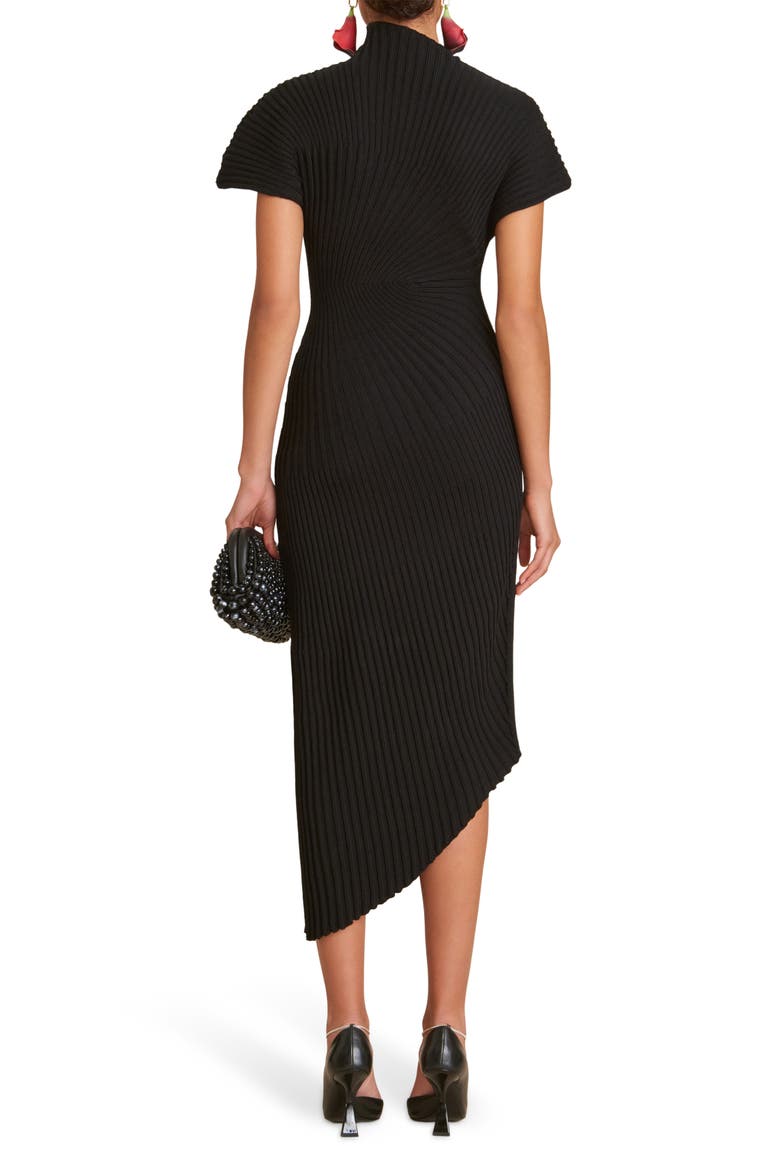 Chrysta Turtleneck Rib Midi Sweater Dress, Alternate, color, BLACK