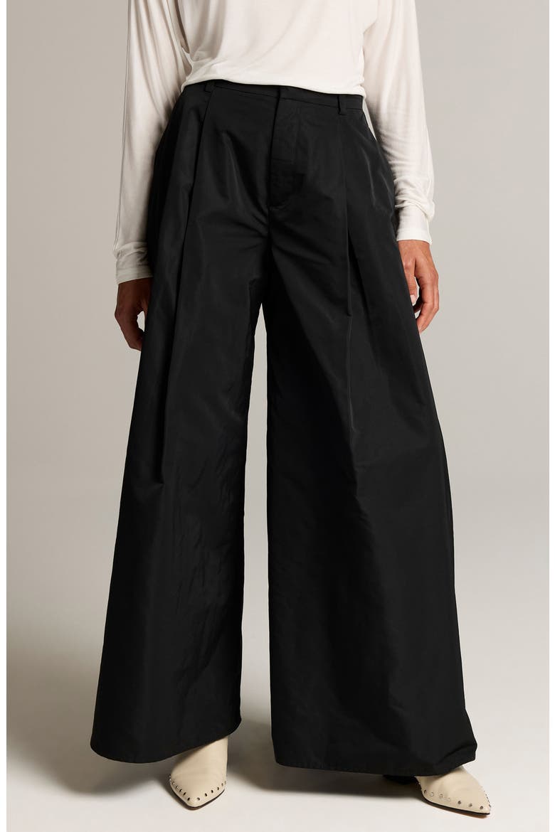 High Waist Wide Leg Pleated Evening Pants, Main, color, BLACK