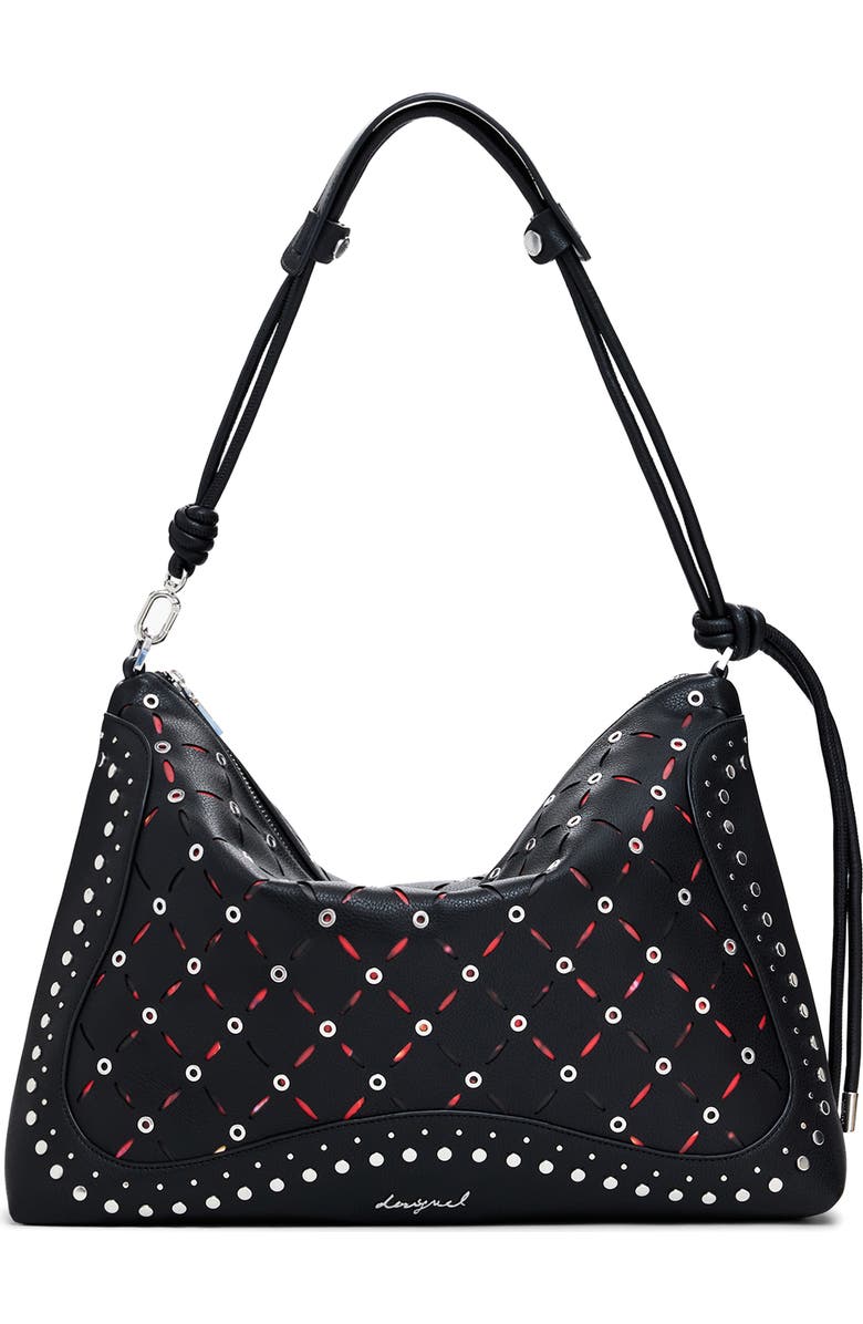 Desigual Faux Leather Shoulder Bag, Main, color, Black