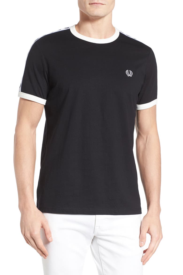 Extra Trim Fit Cotton Ringer T-Shirt, Main, color, BLACK