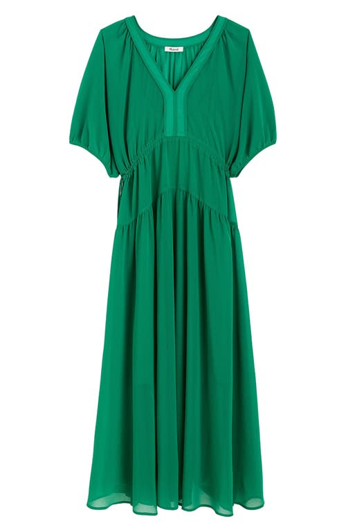 Madewell Sheer V-neck Dolman Sleeve Maxi Dress In Verdant Green