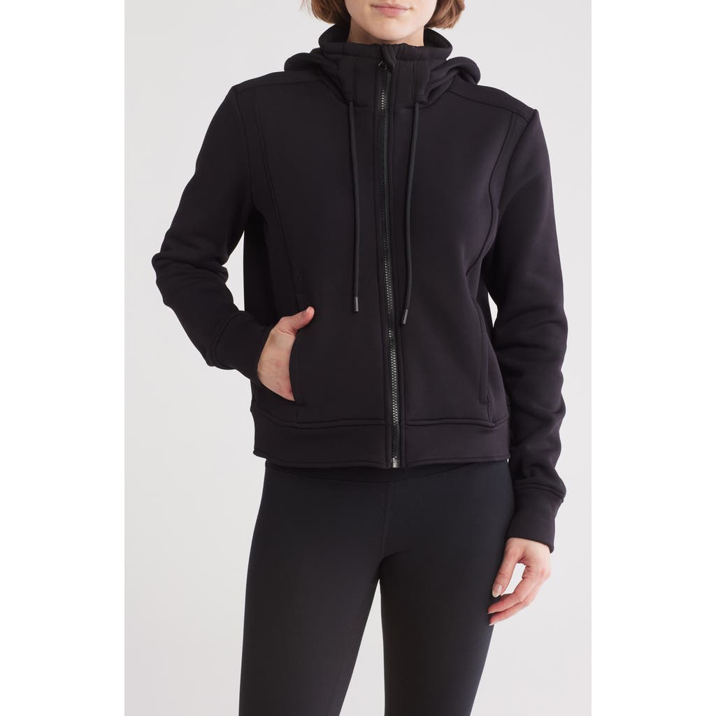 90 Degree By Reflex Scuba Fleece Full Zip Hoodie In Black