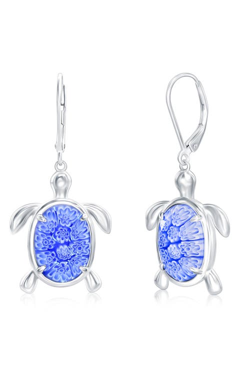 Venetian Murano Turtle Drop Earrings