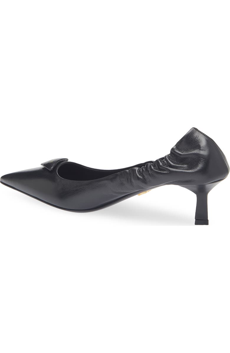 Prada Triangle Logo Pointed Toe Pump, Alternate, color, Black