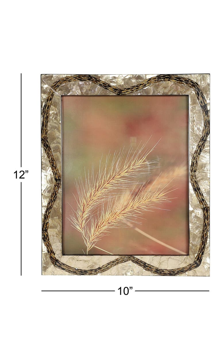 Inlaid Vervain & Goldtone Capiz Shell Large Picture Frame, Alternate, color, BROWN