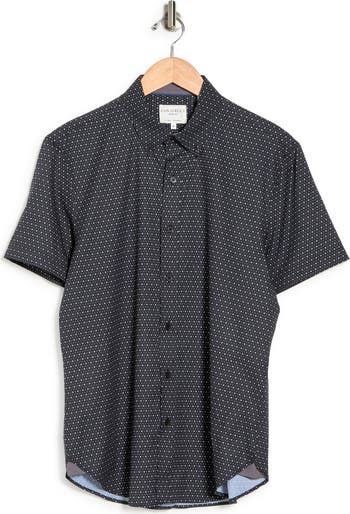 Slim Fit Micro Dot 4-Way Stretch Short Sleeve Button-Up Shirt