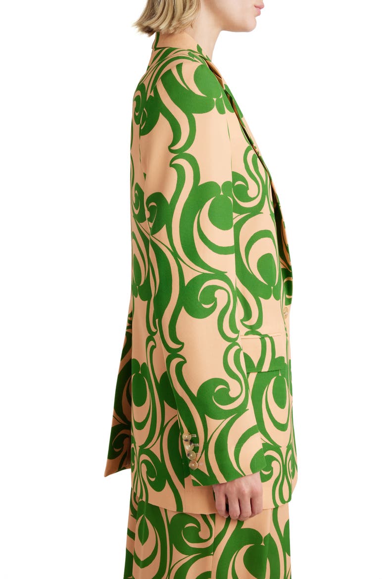 Swirl Print One-Button Blazer, Alternate, color, GREEN
