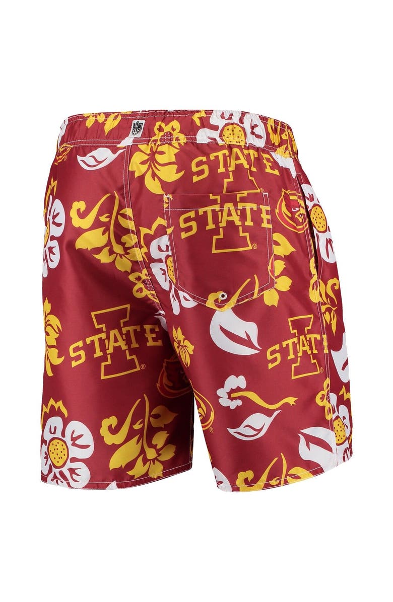 Wes & Willy Men's Wes & Willy Cardinal Iowa State Cyclones Floral Volley Swim Trunks, Alternate, color, 