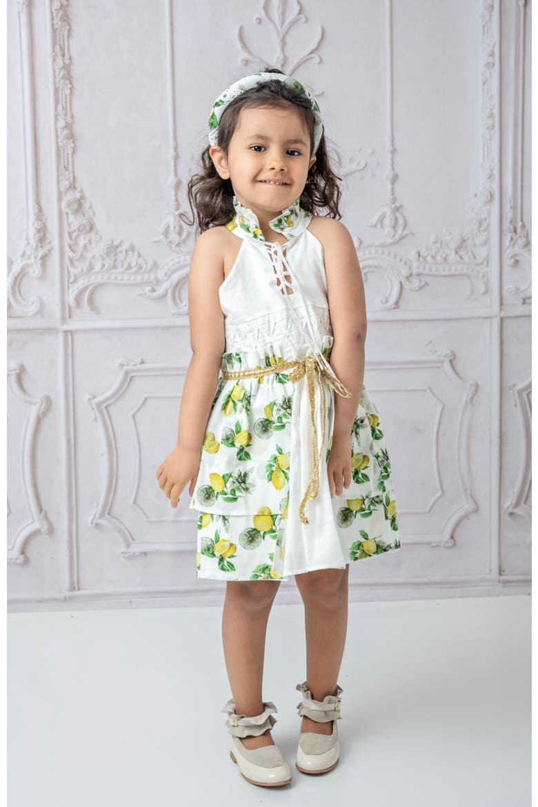 Amalfi Lemon Dress, Alternate, color, White Lemon Print