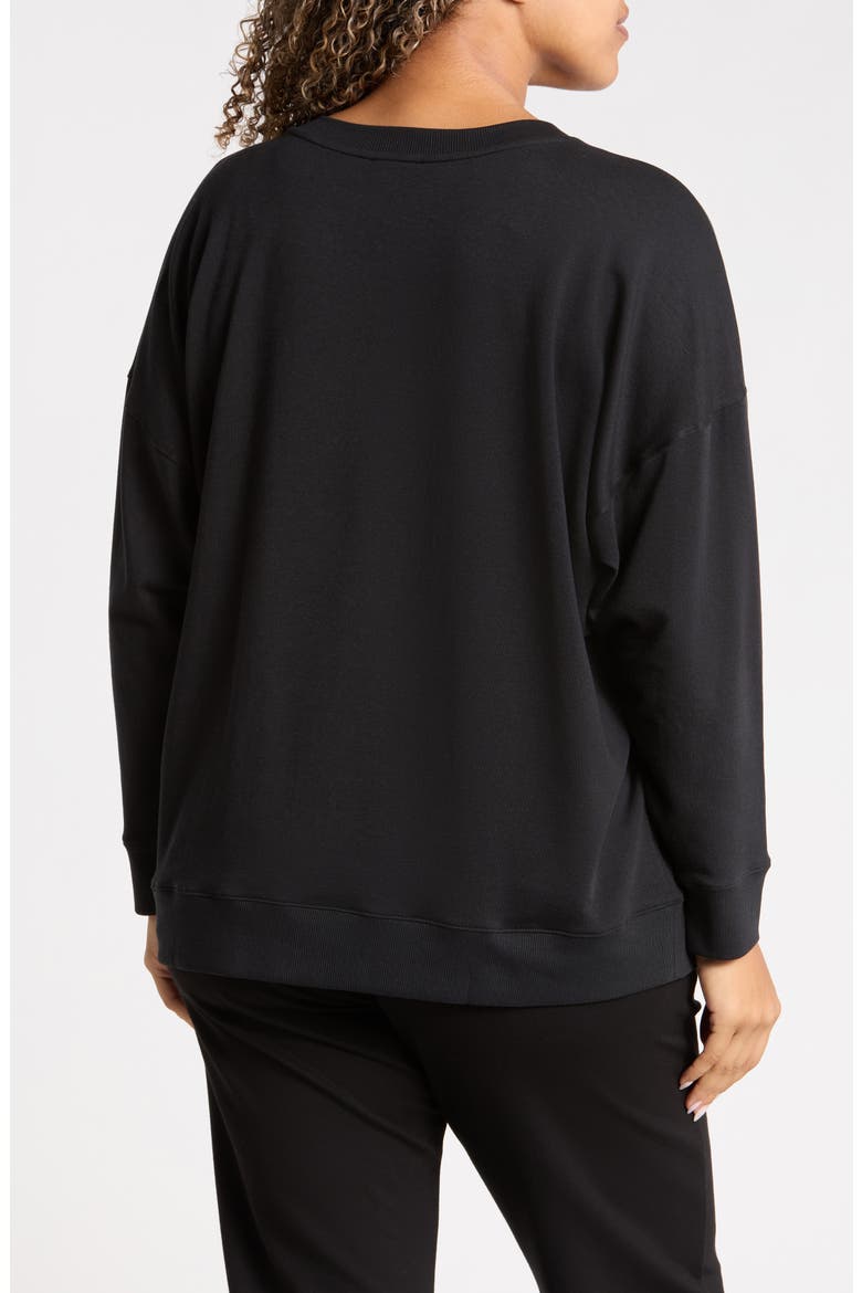 Long Crewneck Sweatshirt, Alternate, color, BLACK