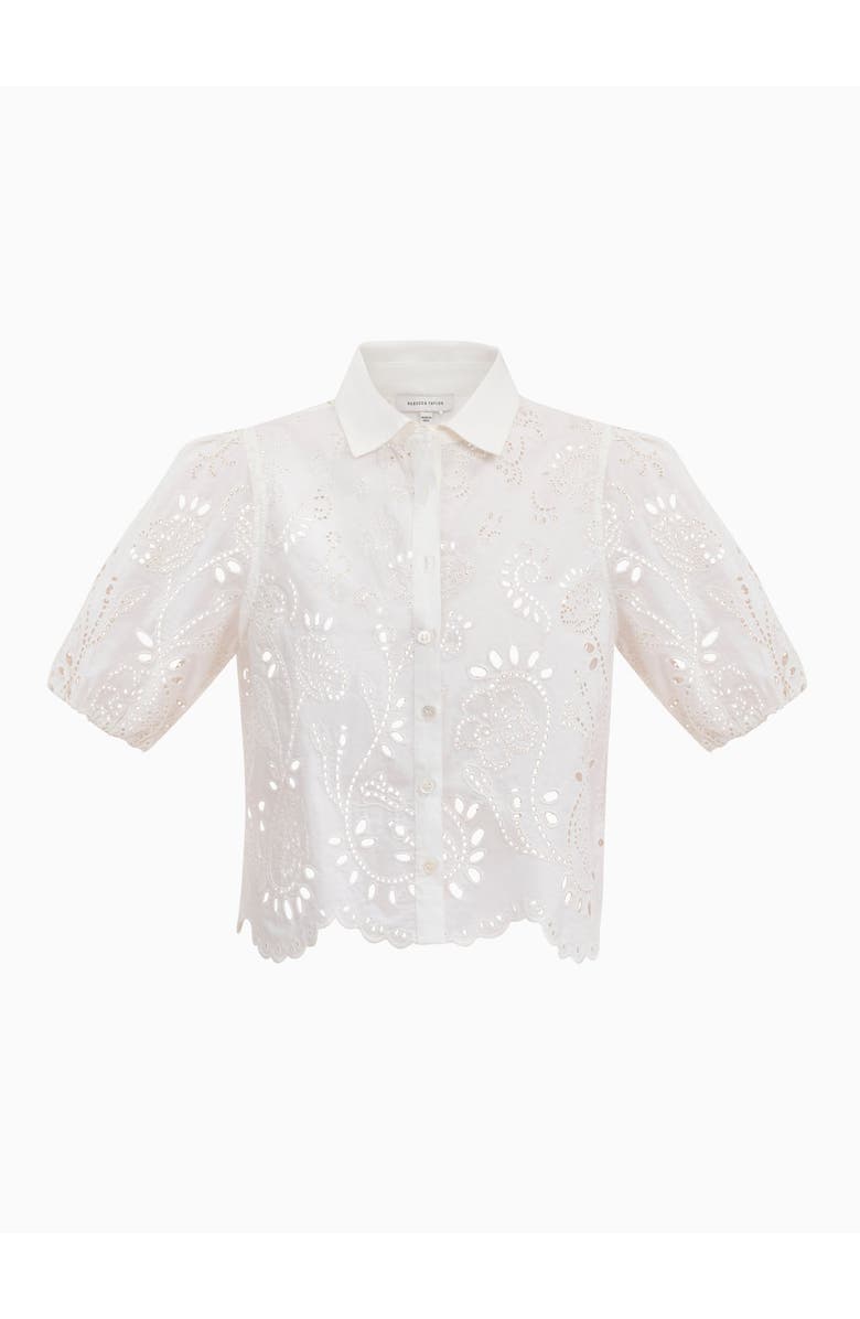 Rebecca Taylor Brielle Poplin Eyelet Shirt, Alternate, color, Ivory