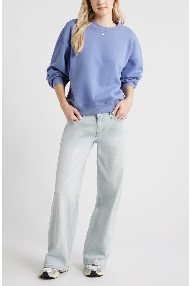 Relaxed Cotton Blend Sweatshirt, Alternate, color, BLUE FROST