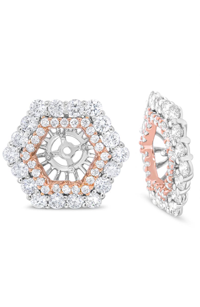 Haus of Brilliance 14K Two Tone Gold 1 7/8 Cttw Diamond Double Halo Earring Jacket, Alternate, color, White