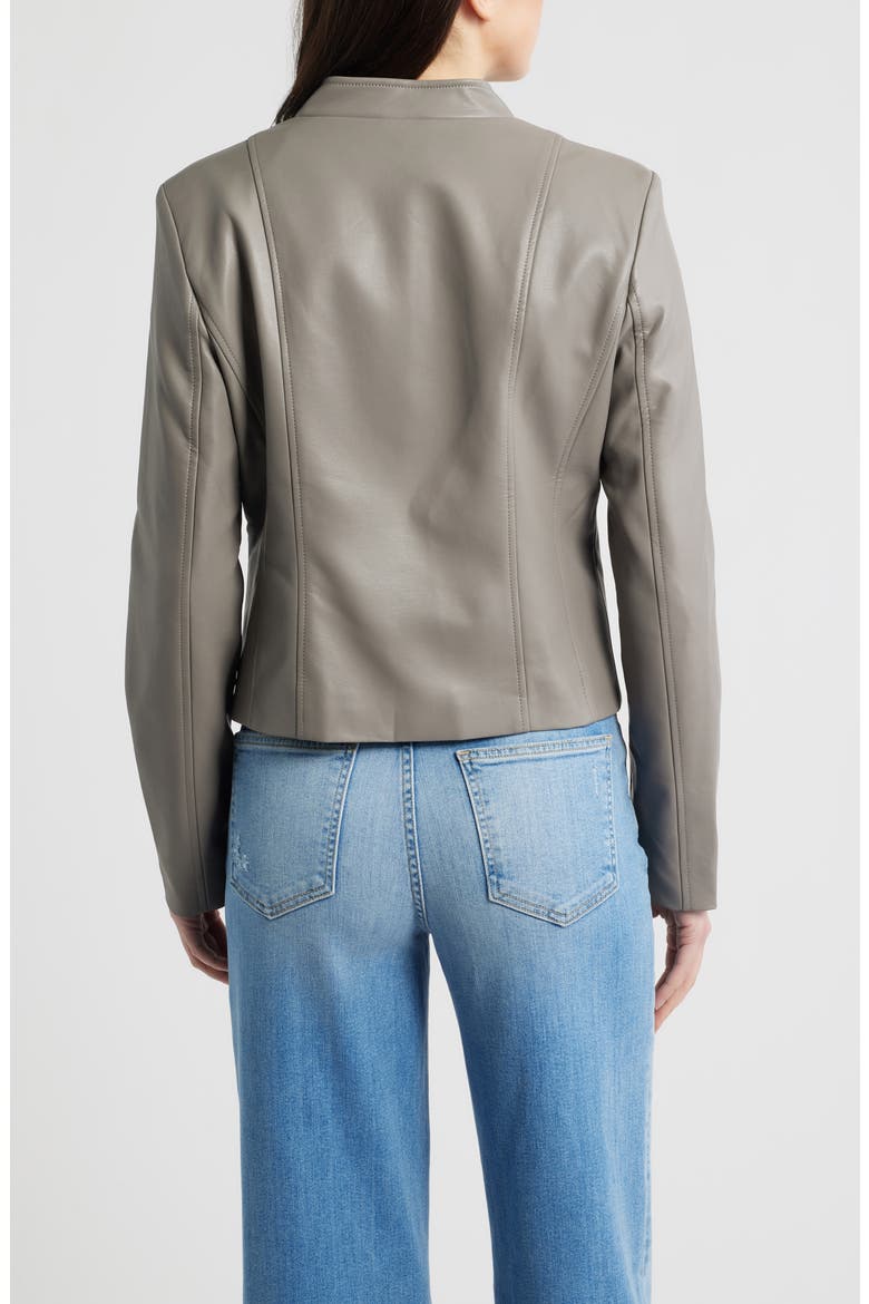 Front Zip Faux Leather Jacket, Alternate, color, DOVE GREY