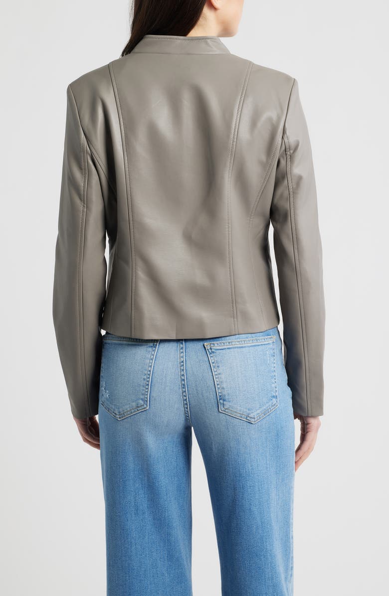Via Spiga Front Zip Faux Leather Jacket, Alternate, color, Dove Grey