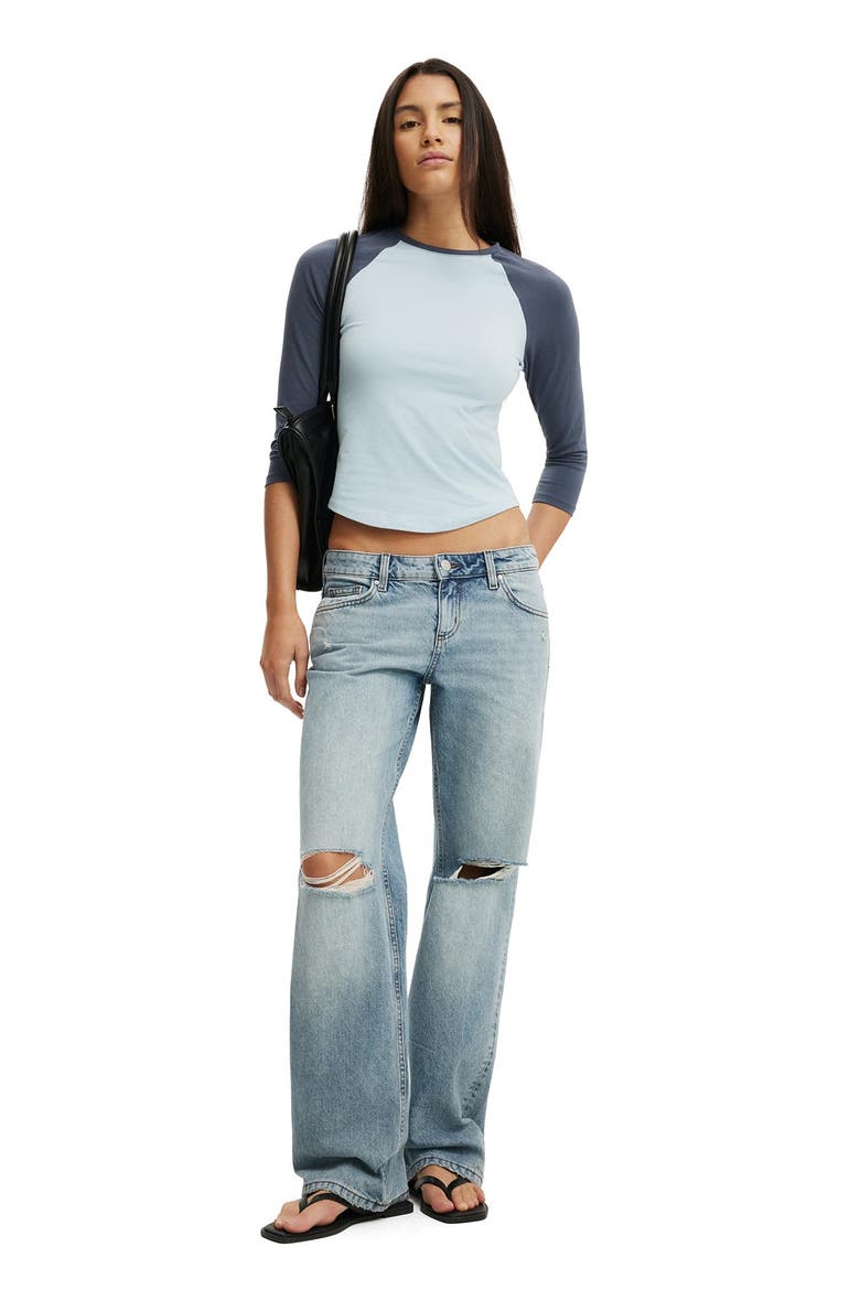 Women's 90S Baby Raglan 3/4 Tee, Alternate, color, Iced Marine Collegiate Navy