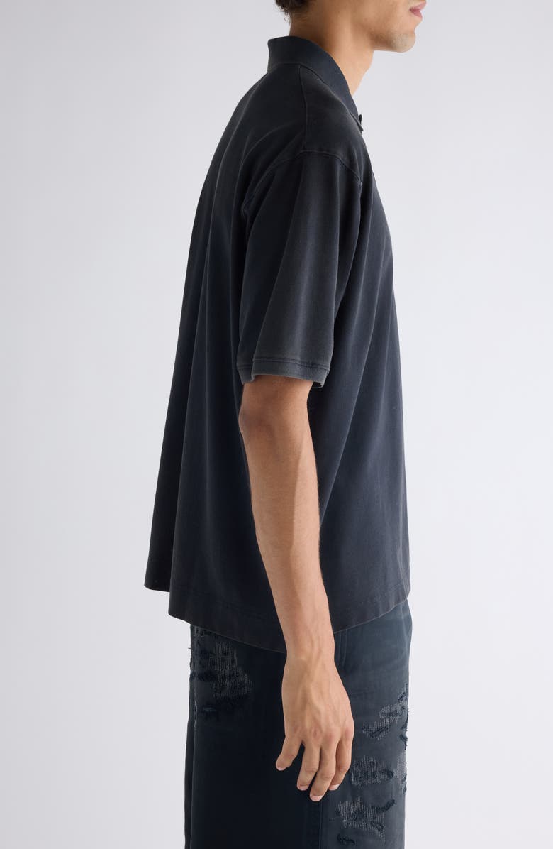 Acne Studios Egnes Logo Cotton Piqué Polo, Alternate, color, Black