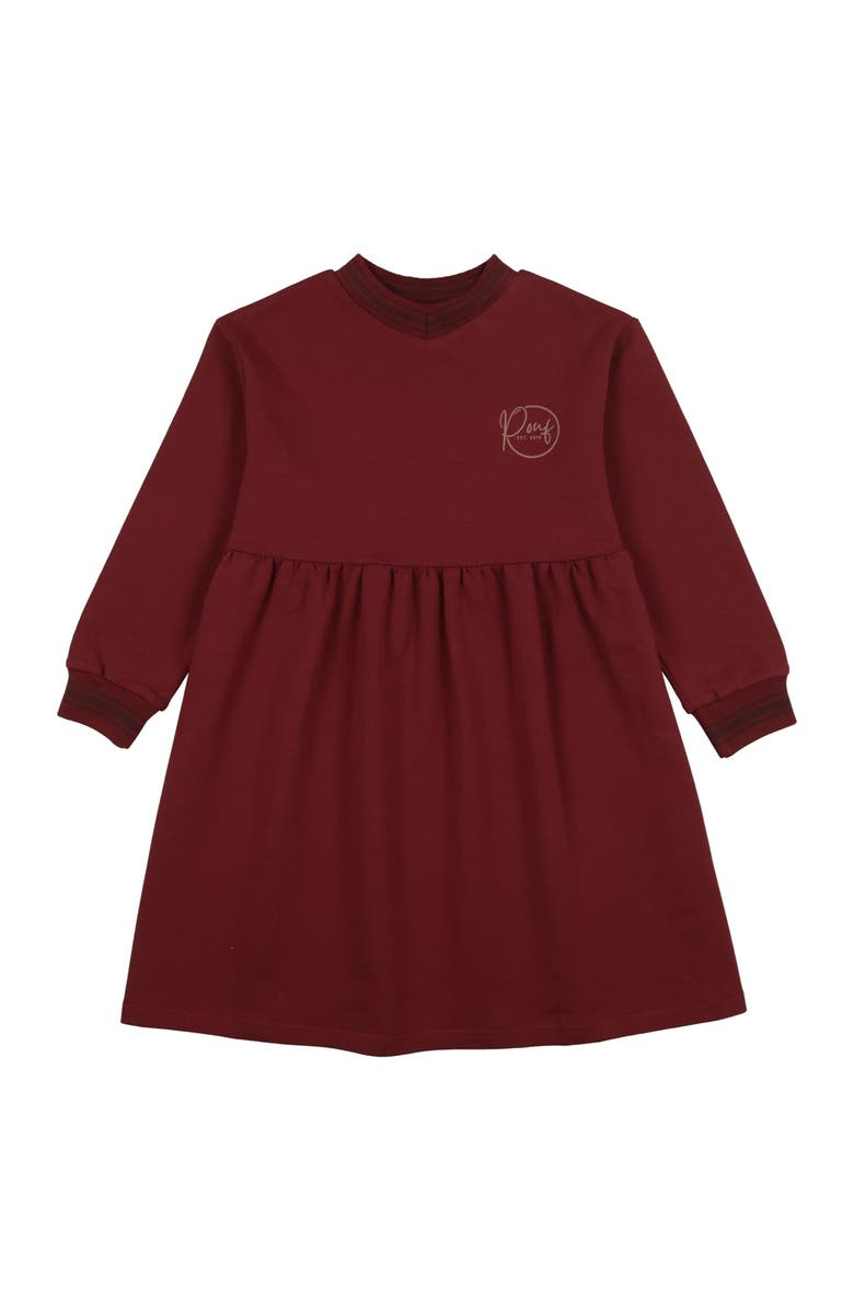 Pouf Varsity Dress, Main, color, Burgundy