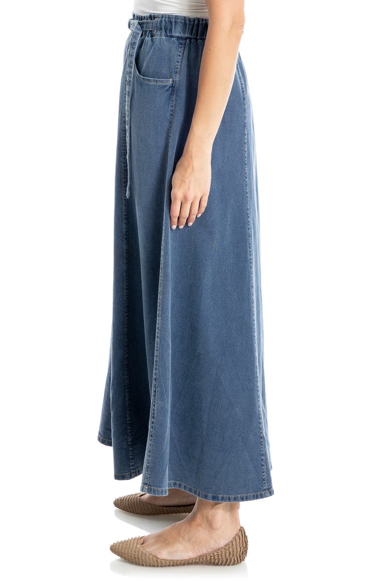 MAX STUDIO Pique Cotton Belted Midi Skirt, Alternate, color, Indigo