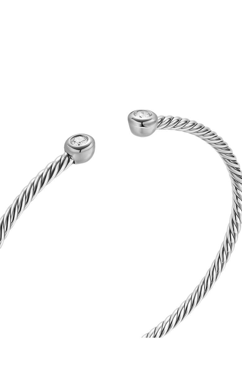 David Yurman Micro Cable Flex<sup>®</sup> Round Bracelet in Sterling Silver with Diamonds, 2.6mm, Alternate, color, Silver Pave