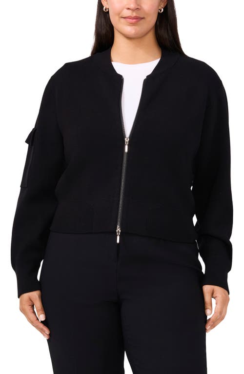 Halogen ® Cargo Zip Front Milano Stitch Bomber Cardigan In Rich Black