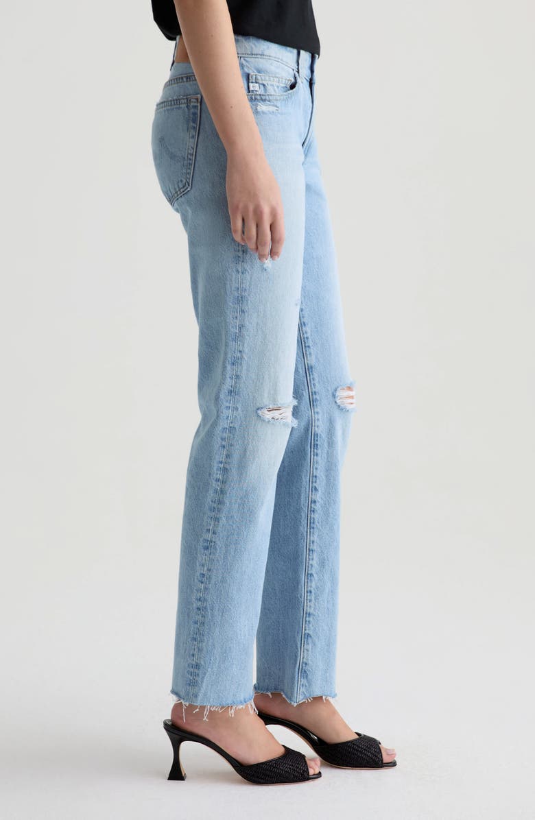 AG Sandra Ripped Low Rise Slim Straight Leg Jeans, Alternate, color, Soft Focus Destructed
