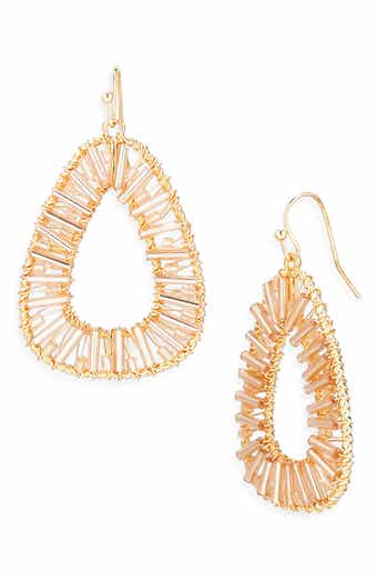 Cara Beaded Hoop Drop Earrings