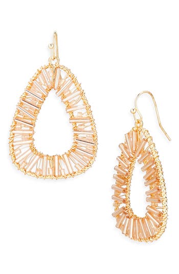 Cara Beaded Hoop Drop Earrings In Gold