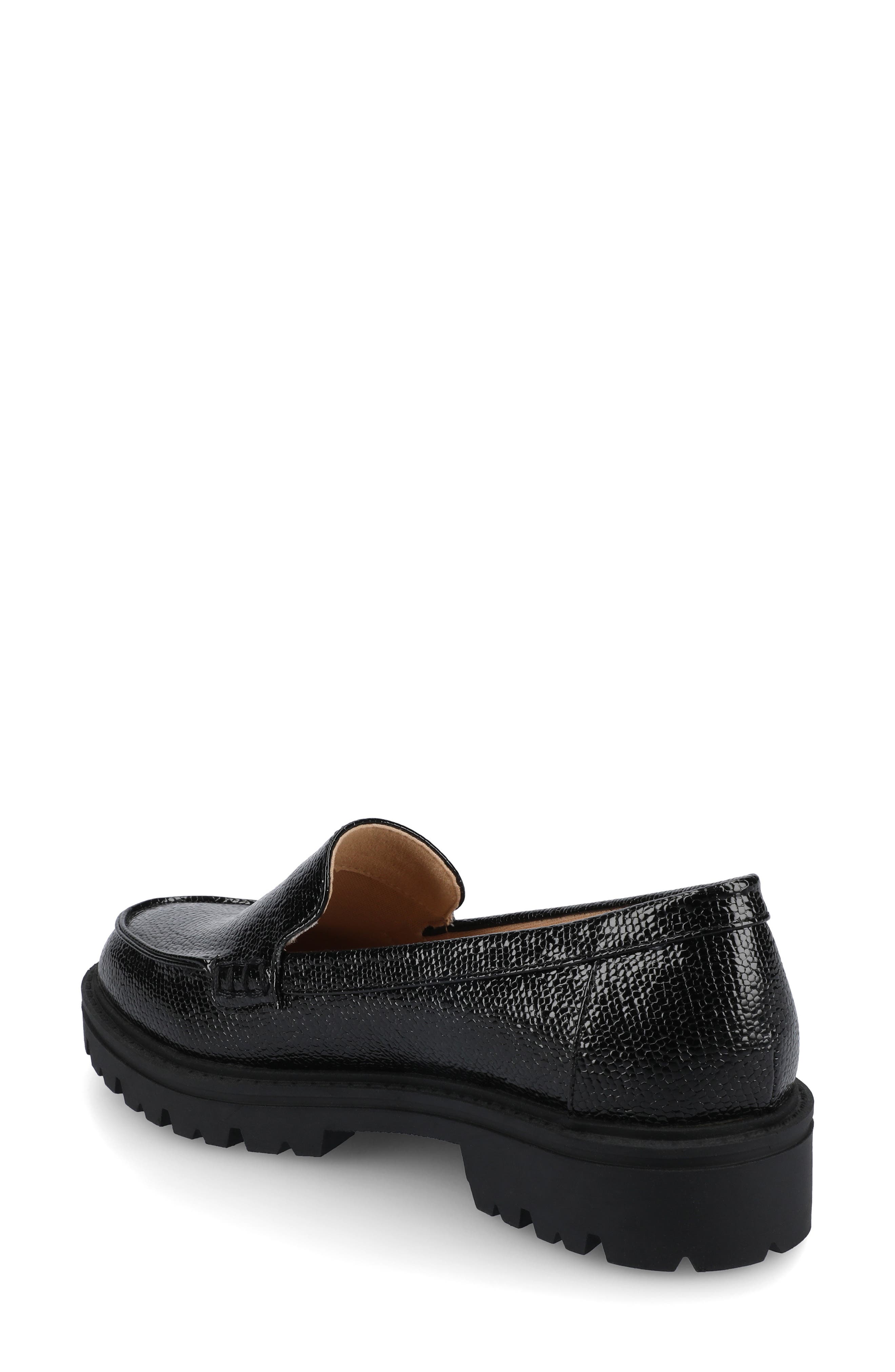 Journee Collection Ericka Lug Sole Platform Loafer - Wide Width, Alternate, color, Black Lizard