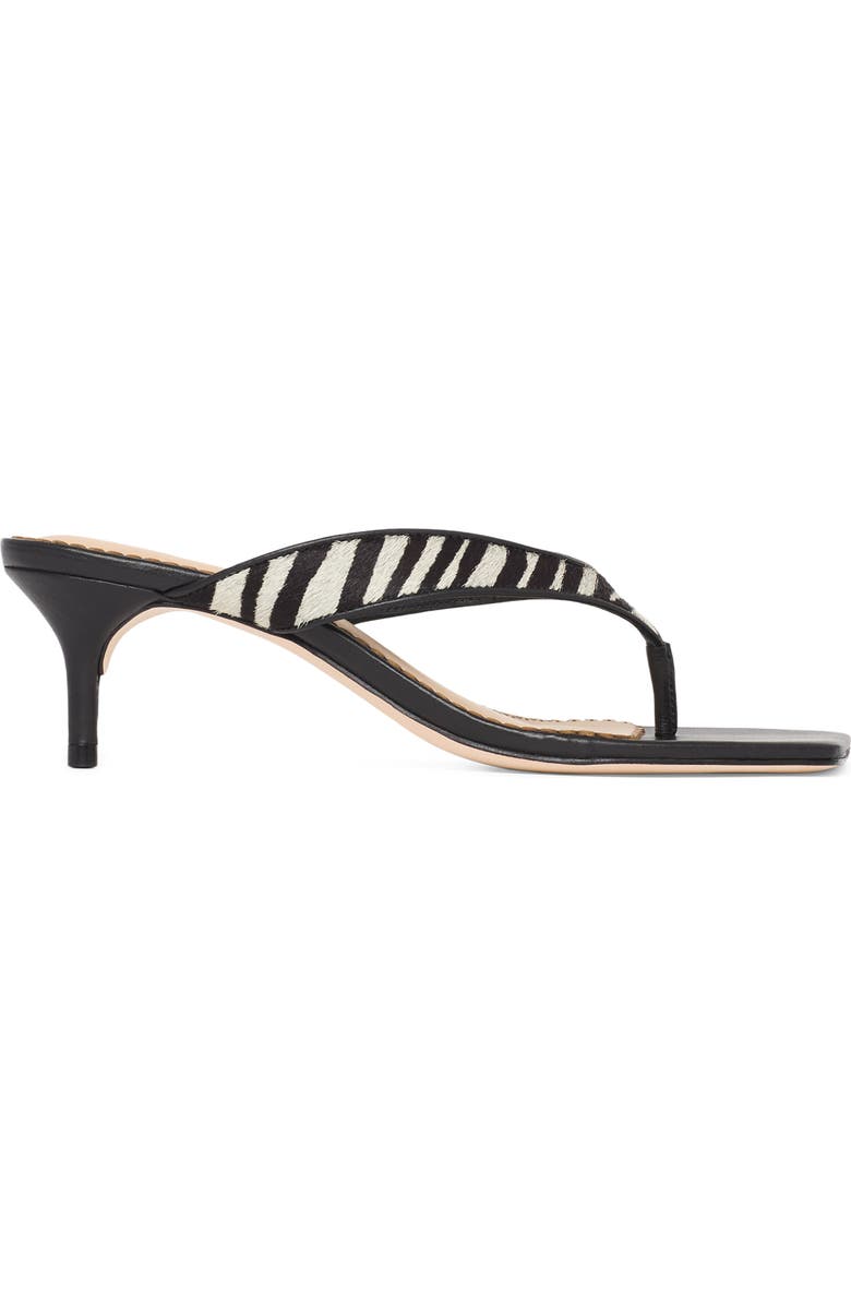 Cinq à Sept Frankie Zebra Print Calf Hair Thong Sandal, Alternate, color, Black/ Ivory