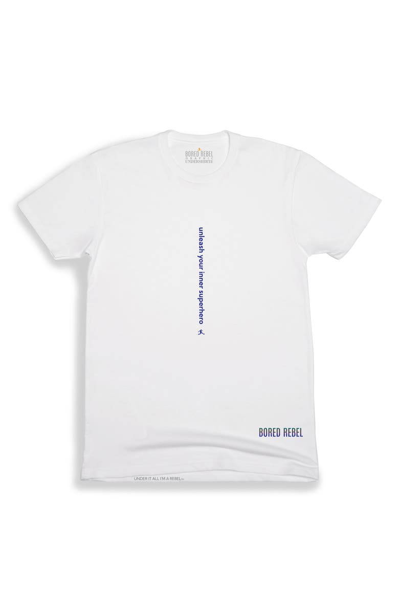 BORED REBEL Unleash Your Inner Superhero Crewneck Graphic Undershirt, Alternate, color, White