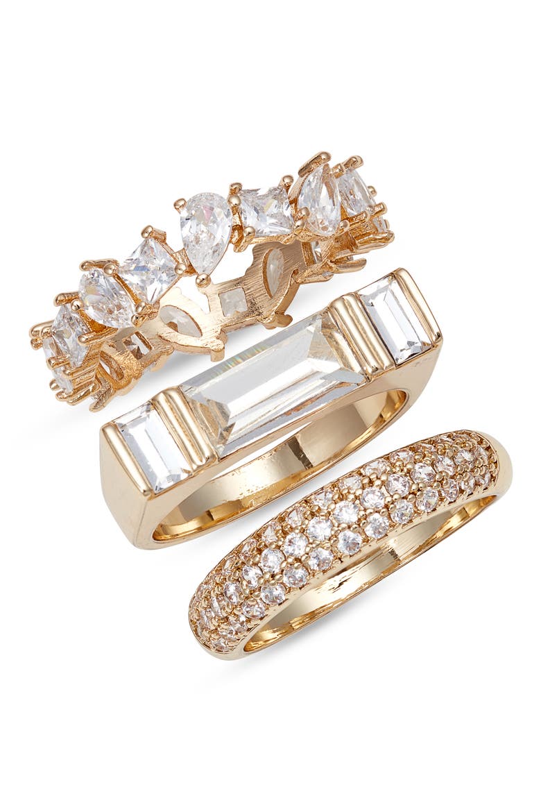 Set of 3 Rings, Main, color, CLEAR- GOLD