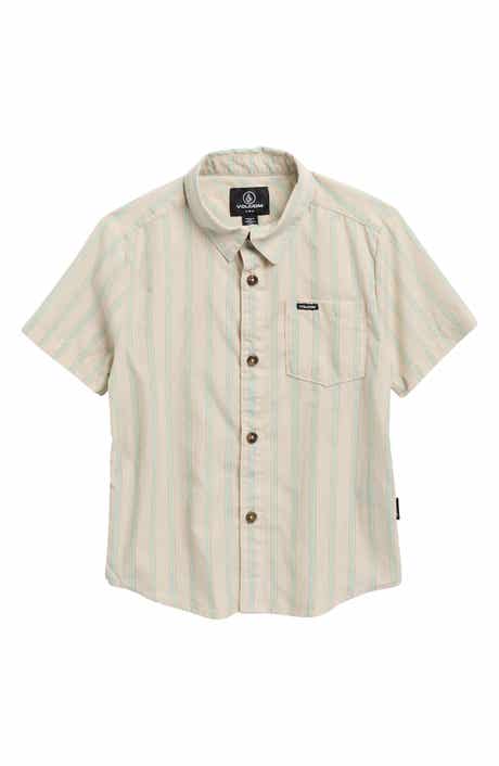 Volcom Kids' Brainmelter Floral Short Sleeve Cotton Blend Button-Up Shirt