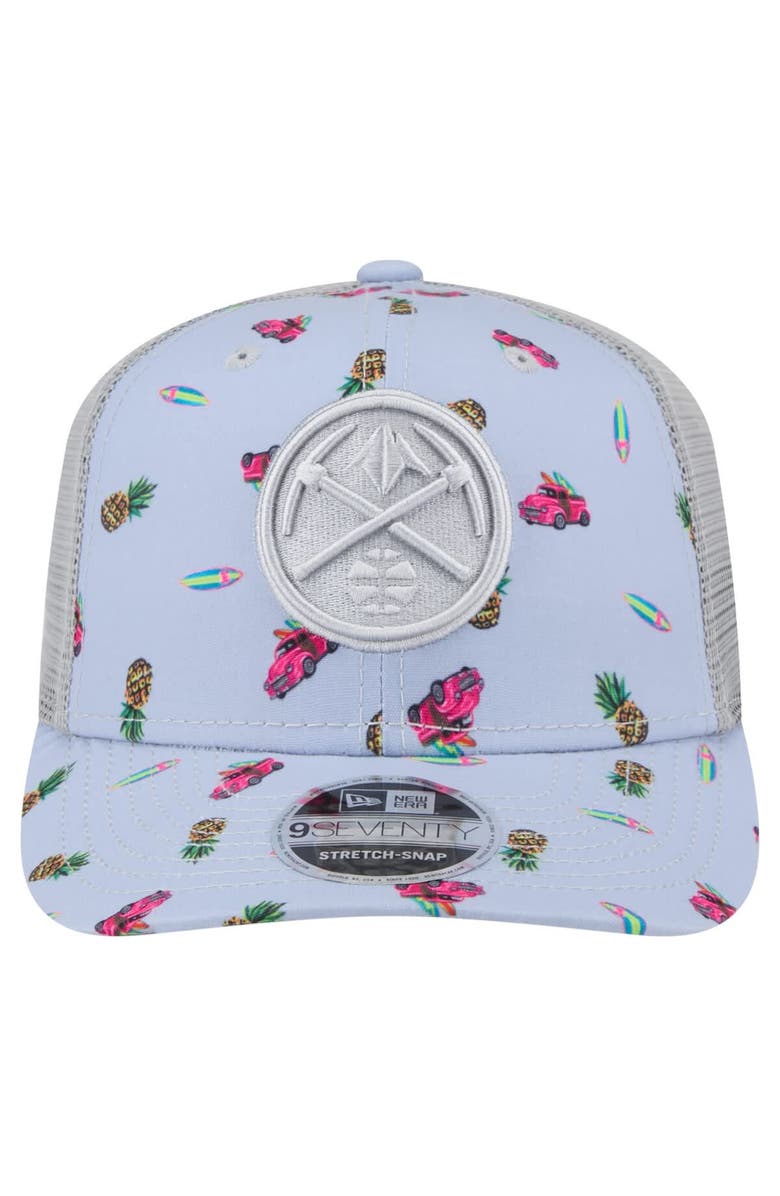 New Era Men's New Era Light Blue/Gray Denver Nuggets Adventure Aloha Pattern 9SEVENTY Stretch-Snap Hat, Alternate, color, 