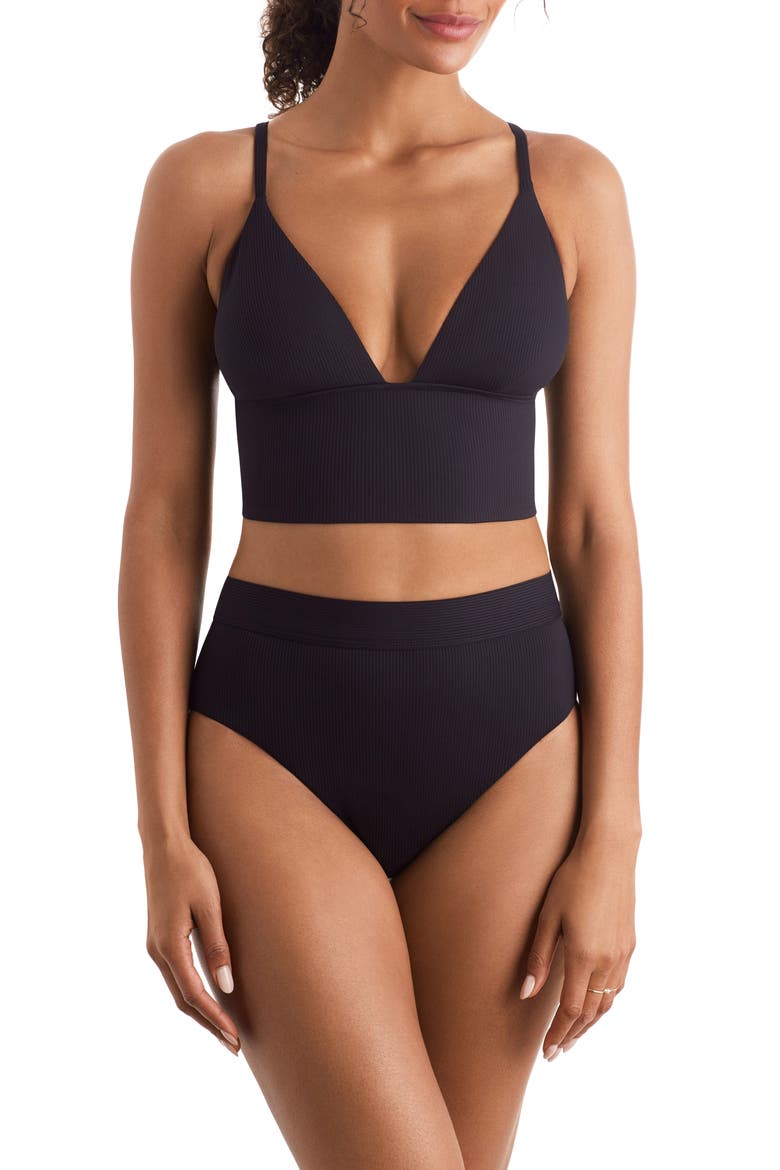 Brooke High Waist Bikini Bottoms, Alternate, color, BLACK