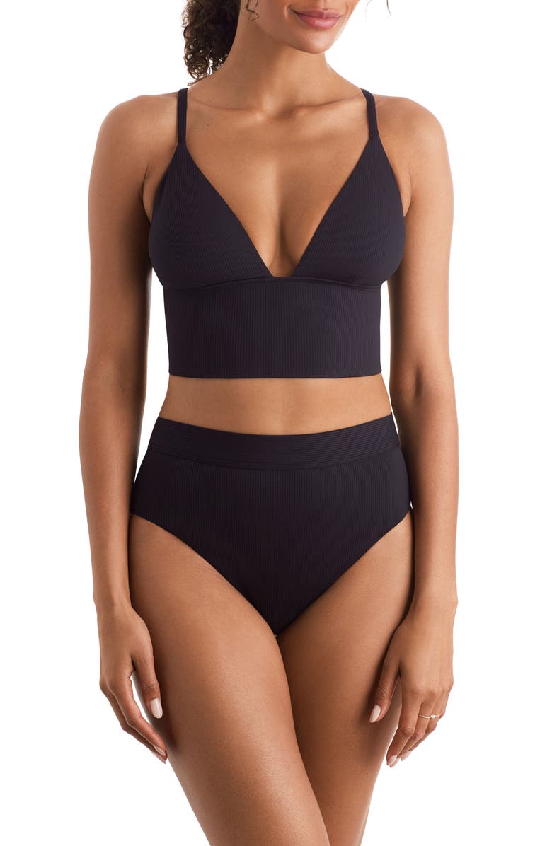 Mimi Flamingo Brooke High Waist Bikini Bottoms, Alternate, color, Black