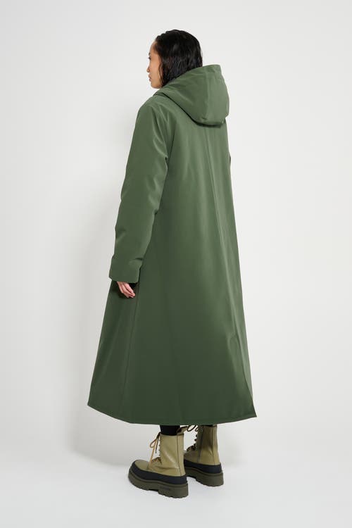 Stutterheim Mosebacke Long Matte Winter Coat In Green
