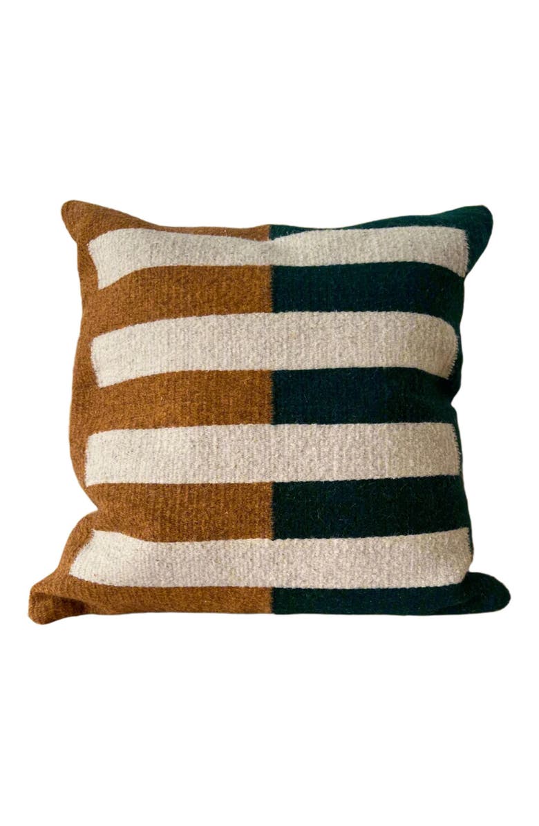 Loom Imports Wool Tri Colored Pillow Nº2 - Cover Only, Main, color, Green, Gold, White